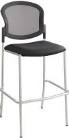 Safco 4198BL Diaz Bistro-Height Chair, 30" Seat Height, 19" W x 18" D Seat Size, 0° Adjustability - Tilt, 20.50" W x 16" H Back Size, Steel bar footrest, Rubber glides, Vinyl cafe chair - bistro-height chair, Chair frame with silver powder coat finish, Upholstered seat and mesh back, Steel frame with powder coat finish, Black Finish, UPC 073555419825 (4198BL 4198-BL 4198 BL SAFCO4198BL SAFCO-4198-BL SAFCO 4198 BL) 