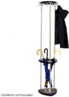 Safco 4214BL Mode Wood Costumer With Umbrella Rack, Modern Style, 10 lbs per hook Capacity, 9 Number of Hooks, Steel Hooks material, Wood and steel Pole material, Metal Frame/Rail Material, Metal Hook Material, 68.75" H x 14.5" W x 14.5" D Overall, UPC 073555421422, Black Color (4214BL 4214-BL 4214 BL SAFCO4214BL SAFCO-4214BL SAFCO 4214BL) 