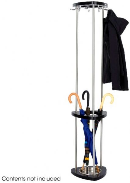 Safco 4214BL Mode Wood Costumer With Umbrella Rack, Modern Style, 10 lbs per hook Capacity, 9 Number of Hooks, Steel Hooks material, Wood and steel Pole material, Metal Frame/Rail Material, Metal Hook Material, 68.75