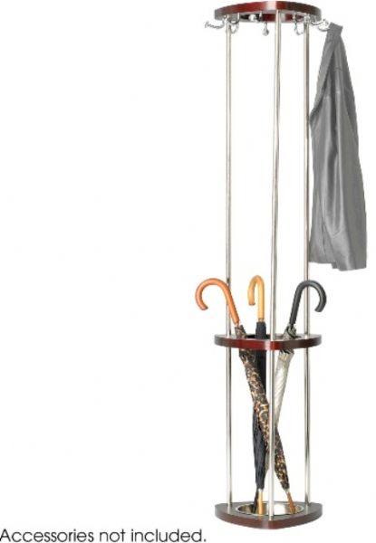 Safco 4214MH Mode Wood Costumer With Umbrella Rack, Modern Style, 10 lbs per hook Capacity, 9 Number of Hooks, Steel Hooks material, Wood and steel Pole material, Metal Frame/Rail Material, Metal Hook Material, 68.75