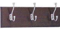Safco 4216MH Wood Wall Rack, 3 hook Qty, 0.75" Material Thickness, 6.75" - 6.75" Adjustability - Height, 0.50" Dia x 5" L ball tipped hooks, Single mounted or in a series, Paper laminate or lacquer finish, Chrome hook finish, Set of 6, Mahogany Finish, UPC 073555421620 (4216MH 4216-MH 4216 MH SAFCO4216MH SAFCO-4216-MH SAFCO 4216 MH) 