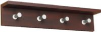 Safco 4221MH Contempo Wood Wall Rack, 4 Hooks, Metal Hook Material, Number of Hooks, 24" W x 4" D Shelf, 15.5" W Base, 2" Hook Length, 4.75" H x 24" W x 4" D Overall, Contempo collection, Mahogany Color, UPC 073555422122 (4221MH 4221-CY 4221 CY SAFCO4221MH SAFCO-4221MH SAFCO 4221MH) 