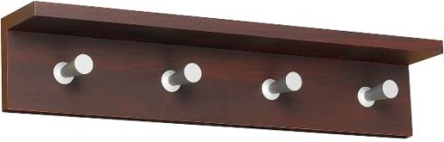 Safco 4221MH Contempo Wood Wall Rack, 4 Hooks, Metal Hook Material, Number of Hooks, 24