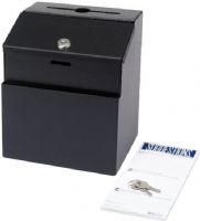 Safco 4232BL Suggestion Box, Locking suggestion box, 4.35" x 1/8" deposit slot, Set on a tabletop or mount to any wall, Wall mounting hardware, Black Color, UPC 073555423228 (4232BL 4232-BL 4232 BL SAFCO4232BL SAFCO-4232BL SAFCO 4232BL) 
