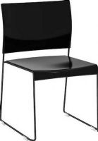 Safco 4271BB Currant High-Density Stack Chair - Set of 4, 32" - 32" Adjustability - Height, 0 deg Adjustability - Tilt, 19.75" W x 13" H Back Size, 17.50" Seat Height, 17.75" W x 18.50" D Seat Size, 250 lbs Weight capacity, Stackable up to 12 units high, Ganging glides, Plastic seat and back, Solid steel rod frame, Powder coat finish, Black or red seat, Black Seat and Black Frame, UPC 073555427127 (4271BB 4271-BB 4271 BB SAFCO4271BB SAFCO-4271-BB SAFCO 4271 BB) 