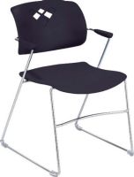Safco 4286BL Veer Four Stacking Chair, 17.25" H x 17.75" W x 17.75" D Seat, 17.5" W x 11.25" D Seat Back, Non marring floor glides, Can stack up to 15 high on the floor and 28 high on a cart, 32.5" H x 21.25" W x 22" D Overall, Set of 4, Black Color, UPC 073555428629 (4286BL 4286-BL 4286 BL SAFCO4286BL SAFCO-4286BL SAFCO 4286BL) 