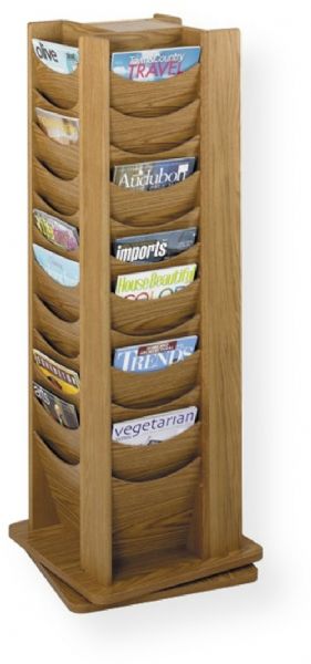 Safco 4335MO Rotating Wood Display, 48 Total Number of Pockets, Floor Placement, Literature Organization Application/Usage, Rotates 360 for easy access to all materials, Medium Oak Color, 11