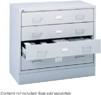 Safco 4935LG A/V Equipment Cabinet, 4 Total Number of Drawers, 200 lb Maximum Load Capacity, Baked Enamel Finishing, Security Lock, Sturdy, Key Lock, Label Holder, Removable Divider, Steel Material, Freestanding Form Factor, 27.8" H x 37" W x 17.5" D, Light Gray Color, UPC 073555493535 (4935LG 4935-LG  4935 LG  SAFCO4935LG SAFCO-4935LG SAFCO 4935LG) 