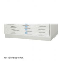Safco 4973LG Facil Flat File Closed Base-Medium, Light Gray Color; Low base for medium flat file (4972LG); Closed style base raises files 4" off floor; Front recessed 2.375" from file; Unit holds up to 2 flat files; Dimensions 46.25" x 30" x 4.75"; Shipping Dimensions 58.25" x 4" x 5.25"; Weight 14 lbs; Shipping Weight 16 lbs; UPC 73555497335 (4973LG 4973-LG 4973-GRAY SAFCO4973LG SAFCO-4973-LG SAFCO-4973-GRAY) 