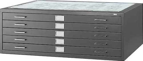 Safco 4996BLR Five-Drawer Steel Flat File for 30
