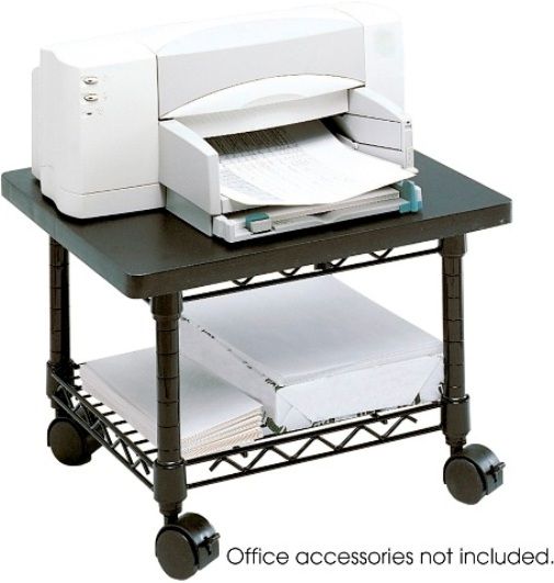 Safco 5206BL Under-Desk Printer/Fax Stand, Steel Materials, 16 ga. post Material Thickness, 100 lbs. Shelf Weight Capacity, 300 lbs. Overall Weight Capacity, 15.50