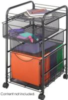 Safco 5213BL Onyx™ Mesh File Cart with 1 File Drawer and 2 Small Drawers, 4 Swivel casters, 2 locking for mobility, 13.63" W x 16.63" D Drawer Dimensions, Letter Fits Folder Sizes, Powder Coat Paint / Finish, 13.75" W x 16.13" D Top Dimensions, 1.50" dia. Wheel / Caster Size, 15.75" W x 17" D x 27" H Overall , Powder coated steel channel, Durable, contemporary mesh,  Black Color, UPC 073555521320 (5213BL 5213-BL 5213 BL SAFCO5213BL SAFCO-5213BL SAFCO 5213BL) 