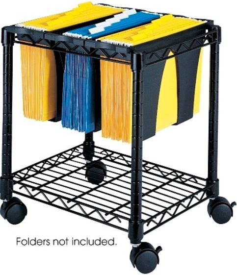 Safco 5228BL Wire File Cart with Tubs, 3 removable tubs offer a unique way to organize projects, Rugged plastic bins, Rolls easily to point-of-use on four swivel casters, Tucks neatly under most desks and work surfaces, 14.5