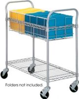 Safco 5236GR Wire Mail Cart, 1" H x 39" W x 18.75" D Shelf, 600 lb. Weight capacity, Welded wire construction with convenient dual handles, Top basket designed to hold up to 75 legal file folders, 38.5" H x 39" W x 18.75" D Overall, Gray Color, UPC 073555523638 (5236GR 5236-GR 5236 GR SAFCO5236GR SAFCO-5236GR SAFCO 5236GR) 