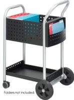 Safco 5238BL Scoot™ Mail Cart, Over sized casters, 21" W x 26" D Shelf, Convenient handle and side pocket, Top basket will hold legal sized folders, Bottom shelf will hold packages of various sizes, 40.5" H x 22" W x 27" D Overall, Black Color, UPC 073555523829 (5238BL 5238-BL 5238 BL SAFCO5238BL SAFCO-5238BL SAFCO 5238BL) 