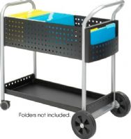 Safco 5239BL Scoot Mail Car, 3" Caster Size, 21.5" W x 39" D Shelf, Durable steel construction, Convenient handle and side pocket, Over sized casters, Basket holds legal sized folders, 40.75" H x 22.5" W x 395" D Overall, UPC 073555523928, Black Color (5239BL 5239BL 5239 BL SAFCO5239BL SAFCO-5239BL SAFCO 5239BL) 