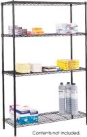 Safco 5241BL Commercial Wire Shelving, Includes 4 shelves, 4 posts and shelf clips, Adjustable leveling feet with plastic caps to protect floors, Shelf capacity of 400 lbs, Shelves adjust in 1'' increments, Assembles in minutes without tools, 72" H x 48" W x 18" D Overall, UPC 073555524123 (5241BL 5241-BL 5241 BL SAFCO5241BL SAFCO-5241BL SAFCO 5241BL) 