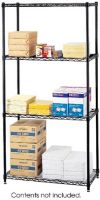 Safco 5276BL Commercial Wire Shelving, Includes four shelves, Strong steel posts with open wire shelves helps to reduce dust accumulation, Adjustable leveling feet with plastic caps to protect floors, Durable Black powder coat finish resists wear, 36" W x 18" D x 72" H Overall, UPC 073555527629 (5276BL 5276-BL 5276 BL SAFCO5276BL SAFCO-5276BL SAFCO 5276BL) 
