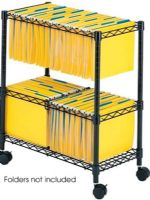 Safco 5278BL Two-Tier Rolling File Cart, Two full tiers of available filing space, Sturdy steel wire construction, Bottom shelf can be used for supplies storage, Rolls easily on four swivel casters, 25.75" W x 14" D x 29.75" H Overall, UPC 073555527827 (5278BL 5278-BL 5278 BL SAFCO5278BL SAFCO-5278BL SAFCO 5278BL) 