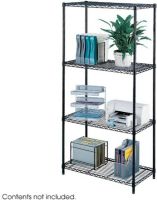 Safco 5285BL Industrial Wire Shelving, Includes 3 shelves, 4 posts and snap together clips, 1250 lbs per shelf Load Capacity, 72" H x 36" W x 18" D Overall, UPC 073555528527, Black Color (5285BL 5285-BL 5285 GR SAFCO5285BL SAFCO-5285BL SAFCO 5285BL) 
