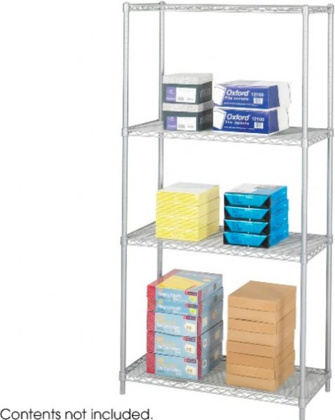 Safco 5285GR Industrial Wire Shelving, Includes 3 shelves, 4 posts and snap together clips, 1250 lbs per shelf Load Capacity, 72