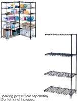 Safco 5286BL Industrial Add-On Unit, 1" increments Shelf Adjustablity, 1250 lbs per shelf Load Capacity, 2500 lbs Overall Weight Capacity, Includes 4 shelves, 2 posts and snap on clips, 36" W x 18" Dx 72" H Overall, Black Color,  UPC 073555528626 (5286BL 5286-BL 5286 BL SAFCO5286BL SAFCO-5286BL SAFCO 5286BL) 