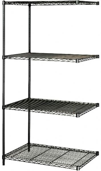 Safco 5289BL Industrial Wire Add-On Unit, Shelves adjust in 1'' increments and assemble in minutes without tools, Load Capacity: 1000 lbs per shelf, Includes 4 shelves, 2 posts and snap on clips, 72
