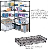 Safco 5290BL Industrial Wire Extra Shelves, 1,250 lbs. Shelf Weight Capacity, 2500 lbs. Overall Weight Capacity, 1" increments Shelf Adjustablity, 1.5" H x 36" W x 24" D Overall, 2 Shelf Quantity, Black Color, UPC 073555529029 (5290BL 5290-BL 5290 BL SAFCO5290BL SAFCO-5290BL SAFCO 5290BL) 