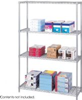 Safco 5291GR Industrial Wire Shelving, 4 Total Number of Shelves, Powder Coated Finishing, 1250 lb Load Capacity, Leveling Glide, Dust Proof, 48" W x 18" D x 72" H, Metallic Gray Color, UPC 073555529135 (5291GR 5291-GR 5291 GR SAFCO5291GR SAFCO-5291GR SAFCO 5291GR) 