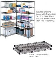 Safco 5293BL Industrial Extra Shelf Pack, Shelves adjust in 1" increments and assemble in minutes without tools, 1000 lbs per shelf Load Capacity, Includes a set of 2 shelves, 1.5" H x 48" W x 18" D, Black Color, UPC 073555529326 (5293BL 5293-BL 5293 BL SAFCO5293BL SAFCO-5293BL SAFCO 5293BL) 