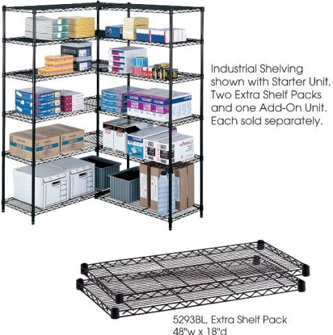 Safco 5293BL Industrial Extra Shelf Pack, Shelves adjust in 1