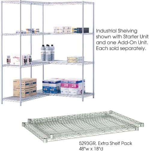 Safco 5293GR Industrial Extra Shelf Pack, Shelves adjust in 1