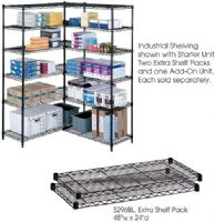 Safco 5296BL Industrial Wire Extra Shelves, 800 lbs per shelf Load Capacity, Includes 2 shelves, 1.5" H x 48" W x 24" D Overall, Black Color,  UPC 073555529623 (5296BL 5296-BL 5296 BL SAFCO5296BL SAFCO-5296BL SAFCO 5296BL) 