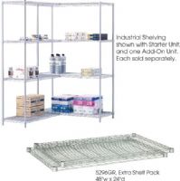 Safco 5296GR Industrial Wire Extra Shelves, 800 lbs per shelf Load Capacity, Includes 2 shelves, 1.5" H x 48" W x 24" D Overall, Gray Color,  UPC 073555529630 (5296GR 5296-GR 5296 GR SAFCO5296GR SAFCO-5296GR SAFCO 5296GR) 
