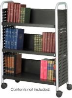 Safco 5336BL Scoot Single Sided 3 Shelf Book Cart, 3 Shelf, Steel Material, Four oversized casters Caster/glide/wheel, Flat Shelf Style, Includes a height adjustable file pocket, All steel cart, Durable black powder coat finish, 33" W x 14.25" D x 44.25" H Overall, Black Color, UPC 073555533620 (5336BL 5336-BL 5336 BL SAFCO5336BL SAFCO-5336BL SAFCO 5336BL) 