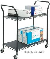 Safco 5337BL Wire Utility Cart with Two Shelves, Transports and stores material safely and efficiently, 1" H x 43" W x 18" D Shelf, Cart has an overall weight capacity of 400 lbs, Cart rolls smoothly on 4 swivel 3 nylon casters, Shelves adjust easily in 1" increments, 40.5" H x 43.75" W x 19.25" D Overall, Black Color, UPC 073555533729 (5337BL 5337-BL 5337 BL SAFCO5337BL SAFCO-5337BL SAFCO 5337BL) 