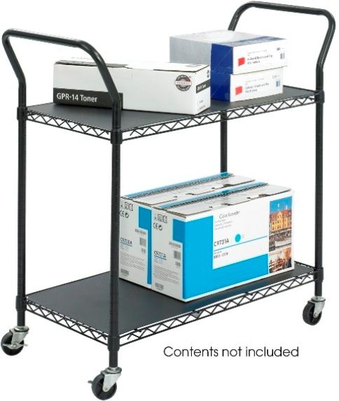 Safco 5337BL Wire Utility Cart with Two Shelves, Transports and stores material safely and efficiently, 1