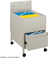 Safco 5365PT Rollaway Mobile File Cart, Metal Frame Material, 300 lb Maximum Load Capacity, 4 x 2" Swivel Casters - Two Locking Casters, Hanging File Folder Application/Usage, Mar Resistant, Lockable Top, Powder Coat Finish, 28" H x 30" W x 26" D, Bottom file drawer for extra storage, Extra deep model, Separate key locks in both compartments, Putty Color, UPC 073555536546 (5365PT SAFCO5365PT SAFCO-5365PT SAFCO 5365PT) 