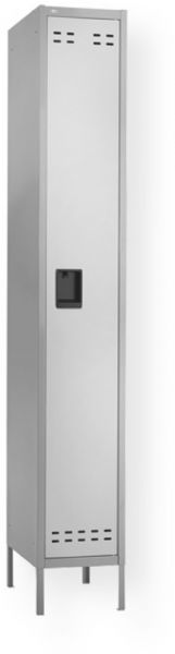 Safco 5522GR Single-Tier Lockers, Single locker, Convenient storage with shelf, bar and double hook, Raised 6'' off the floor for easier access and perforated for ventilation, Recessed handle with padlock provision has no protruding parts, Gray Color,  UPC 073555552201 (5522GR 5522-GR 5522 GR SAFCO5522GR SAFCO-5522GR SAFCO 5522GR)