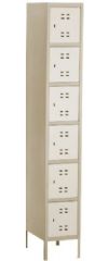 Safco 5524TN Assembled 6-Tiered High Steel Box Lockers with Legs, Ventilation slits allow air to circulate through the locker, Can be used as a stand-alone unit or linked with other lockers, Recessed handle with built-in padlock space, 6 stacked box-style lockers in a vertical format, 12" W x 18" D x 78" H, Tan Colo, UPC 073555552461 (SAFCO5524TN SAFCO-5524TN SAFCO 5524TN 5524TN 5524-GR 5524 GR) 