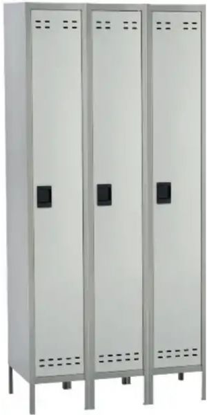Safco 5525GR Three Column Gray Locker, Two tone colors fit any decor, 3 Total Number of Shelves, Recessed Locking Handle Features, Steel Material, 78