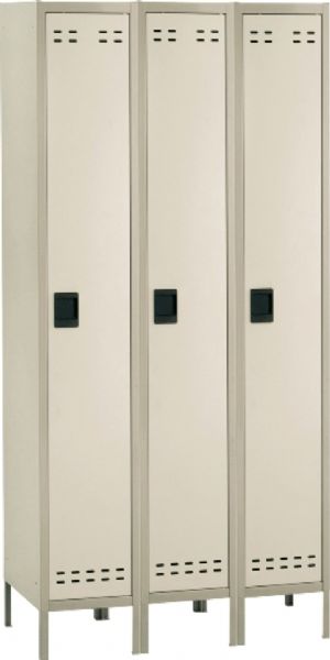 Safco 5525TN Three Column Tan Locker, Two tone colors fit any decor, 3 Total Number of Shelves, Recessed Locking Handle Features, Steel Material, 78