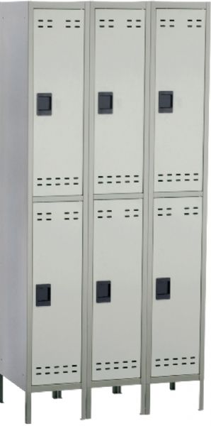 Safco 5526GR Double Tier Locker 3 Column, Personal storage lockers, Two-tone lockers, Double tier compartment, three columns, One piece design, Heavy-gauge, all-steel construction, Stand alone or linked together, 78