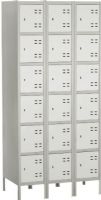 Safco 5527GR Three-Column Box Locker, 3 Total Number of Shelves, 18 Compartment / Door Quantity, Heavy Gauge Steel Material, Recessed Locking Handle Features, Steel Material, Gray Color, 78" H x 36" W x 18" D, UPC 073555552737 (5527GR SAFCO5527GR SAFCO 5527GR SAFCO-5527GR) 