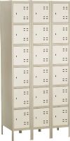 Safco 5527TN Three-Column Box Locker, 3 Total Number of Shelves, 18 Compartment / Door Quantity, Heavy Gauge Steel Material, Recessed Locking Handle Features, Steel Material, Tan Color, 78" H x 36" W x 18" D, UPC 073555552768 (5527TN 5527-TN 5527 TN SAFCO5527TN SAFCO 5527TN SAFCO-5527TN) 