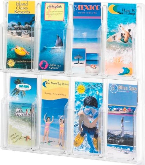 Safco 5608CL Reveal Pamphlet Display, 8 Number of Compartments and Magazine Capacity, 9.375