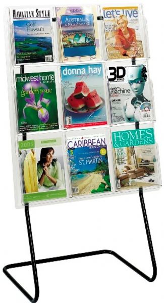 Safco 5619BL Magazine Display Floor Stand, 9 Number of Compartments, Elevates magazine display, Lightweight design, Sturdy construction, 53