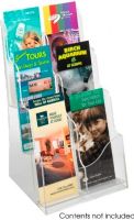 Safco 5635CL Acrylic 3 Pocket Magazine Display, 3 Magazine or 6 pamphlet Compartment quantity, Acrylic construction, 15" H x 9" W x 10" D, Clear finish, UPC 073555563504, Clear Finish (5635CL 5635-CL 5635 CL SAFCO5635CL SAFCO-5635CL SAFCO 5635CL)  