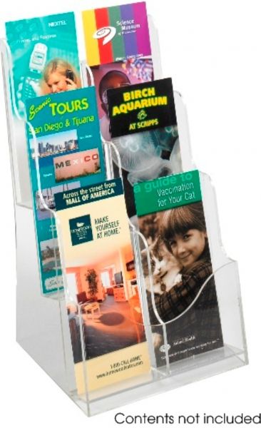 Safco 5635CL Acrylic 3 Pocket Magazine Display, 3 Magazine or 6 pamphlet Compartment quantity, Acrylic construction, 15
