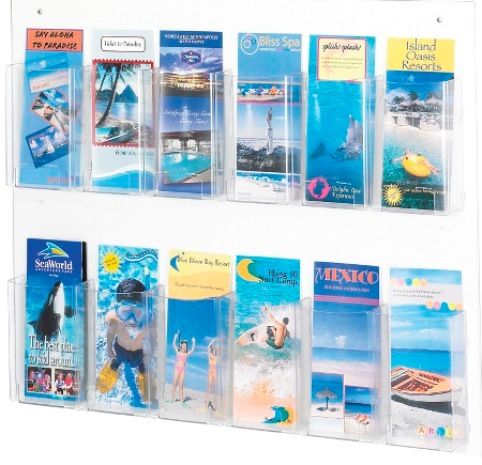 Safco 5671CL Clear2c 12 Pamphlet Display, Pamphlet pockets, 12 Magazine Capacity, 7